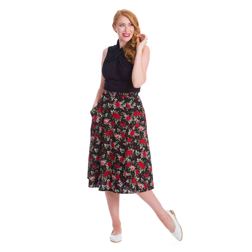 Dancing Days - ROSE GARDEN Langer Rock - Schwarz